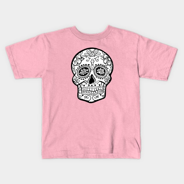 Mexican Sugar Skull Kids T-Shirt by Cofefe Studio